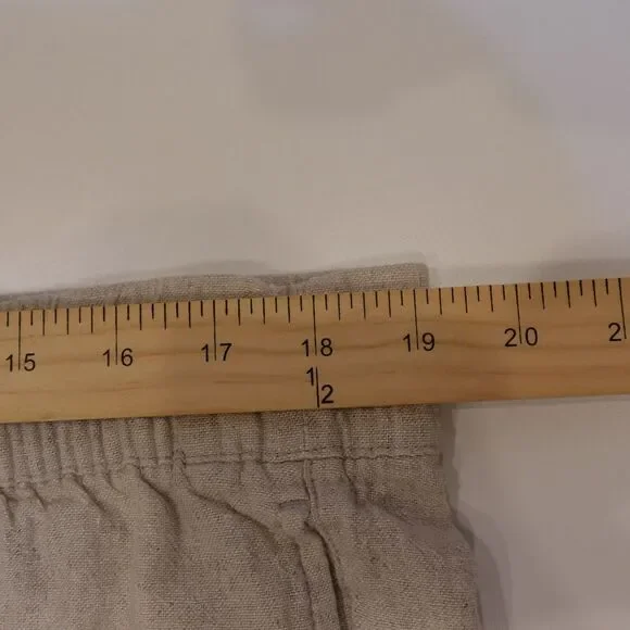 Old Navy Flax Linen Blend Shorts Women’s XL Elastic High Waist Oatmeal Pull On - Picture 4 of 13